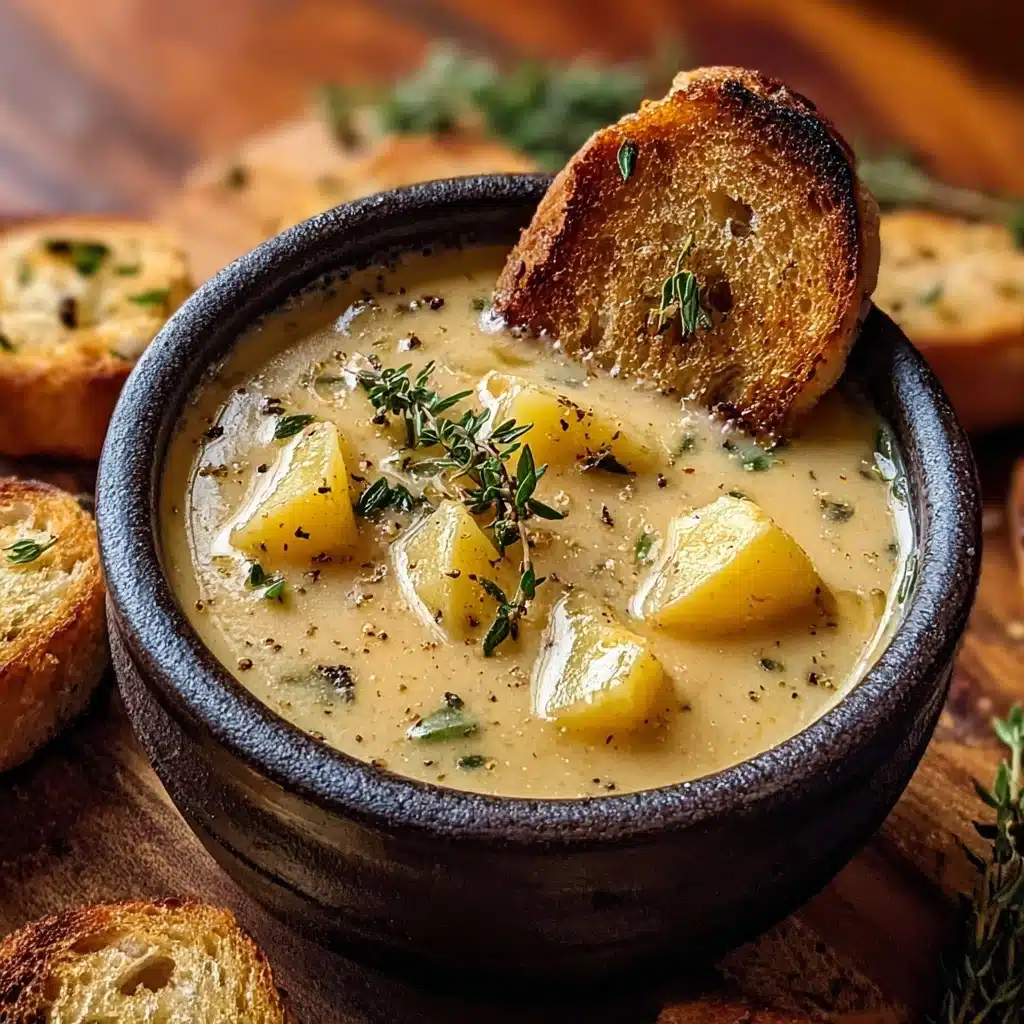 Hearty Cheddar Garlic Herb Potato Soup Recipe - Recipe Image