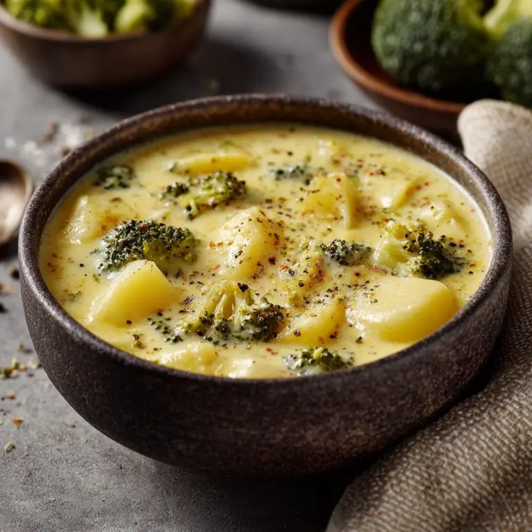 Crockpot Potato Broccoli Cheddar Soup Recipe