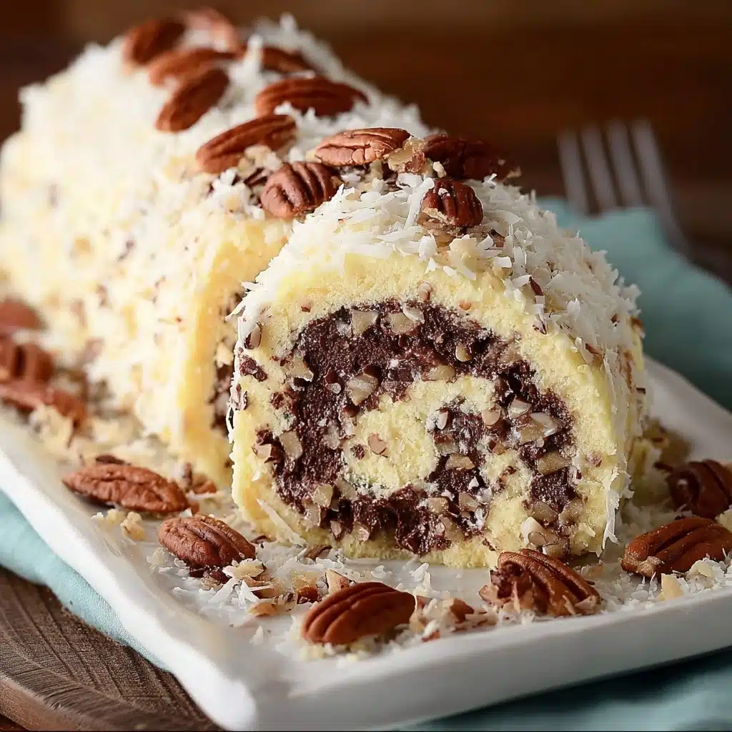 Chocolate Coconut Pecan Roll Cake Recipe - Recipe Image