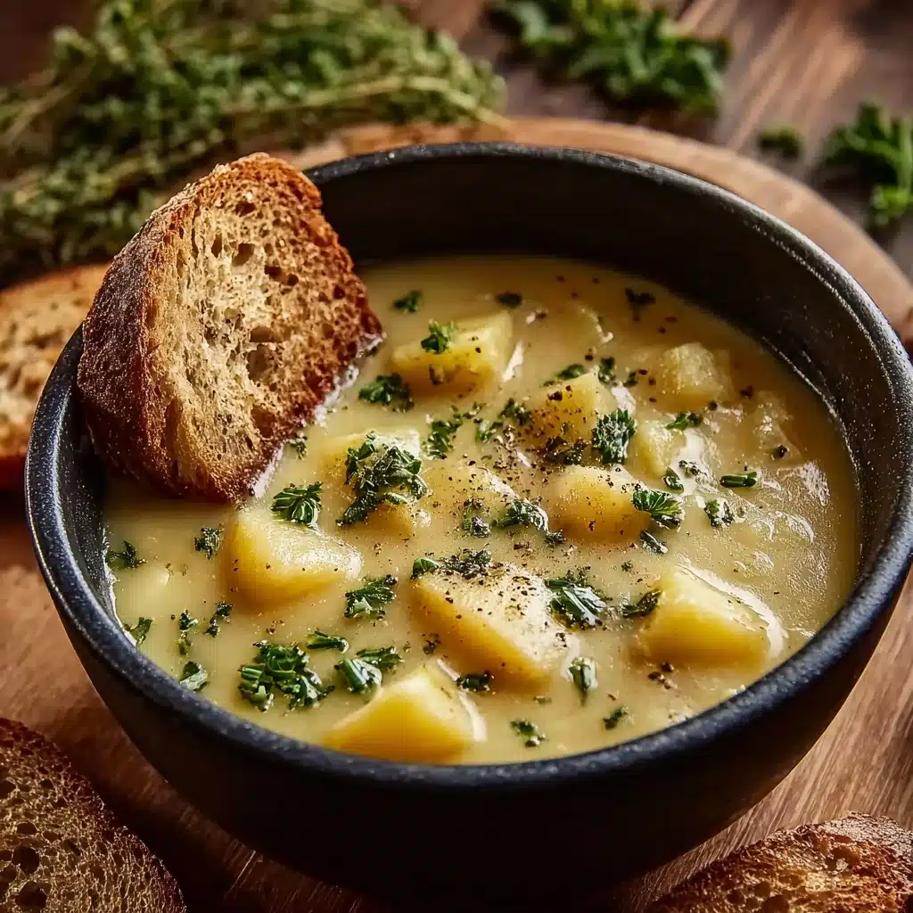 Hearty Cheddar Garlic Herb Potato Soup Recipe - Recipe Image