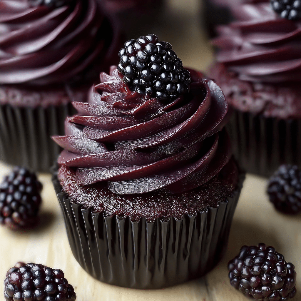 Dark Chocolate Blackberry Cupcakes Recipe - Recipe Image