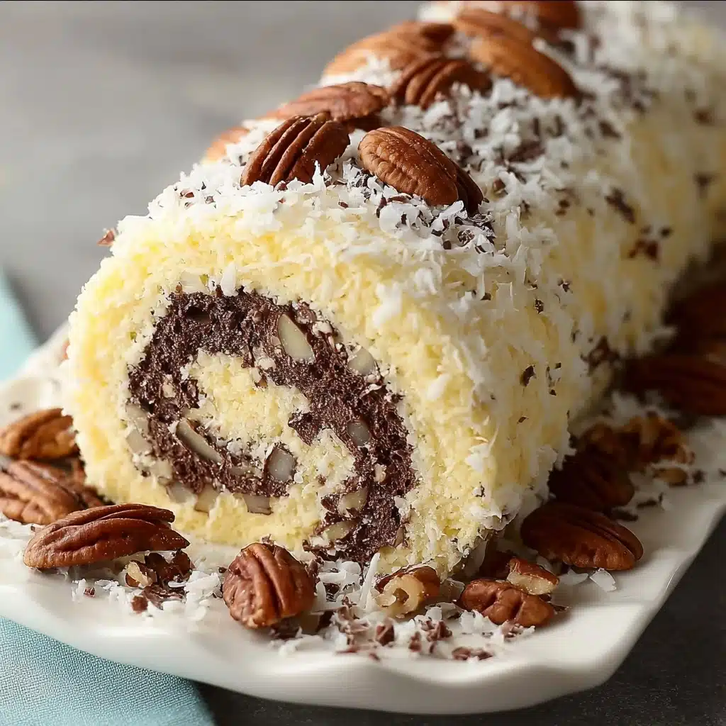 Chocolate Coconut Pecan Roll Cake Recipe - Recipe Image