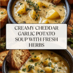 Hearty Cheddar Garlic Herb Potato Soup Recipe