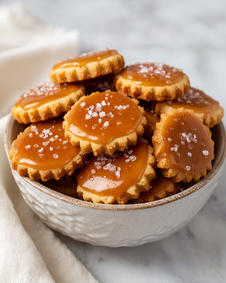 The image shows a wooden bowl with a white ceramic middle filled with small round snacks stacked in layers. Each snack is golden brown with a shiny surface and has tiny textured bumps all over, giving them a crispy look. The bowl sits on a wooden coaster on a white marbled surface with a soft cloth partly visible nearby. In the background, another bowl with similar snacks is slightly out of focus. photo taken with an iphone --ar 4:5 --v 7