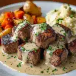 Garlic Butter Steak Bites with a Rich Parmesan Cream Sauce Recipe
