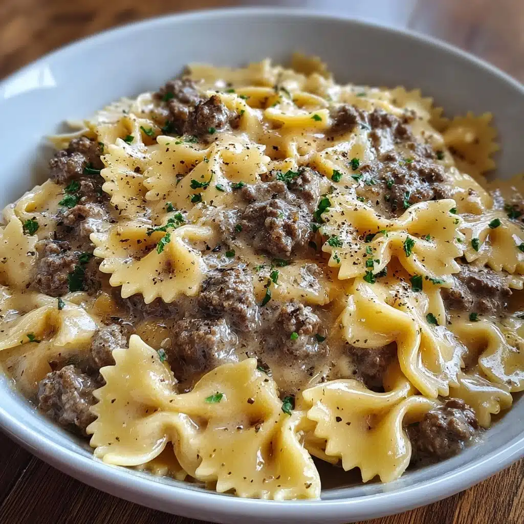 Creamy Parmesan Garlic Beef Bowtie Pasta Recipe - Recipe Image