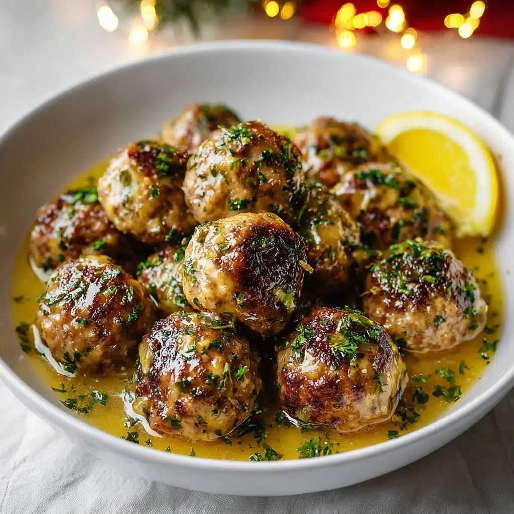 Baked Turkey Meatballs with Lemon Garlic Butter Sauce Recipe - Recipe Image
