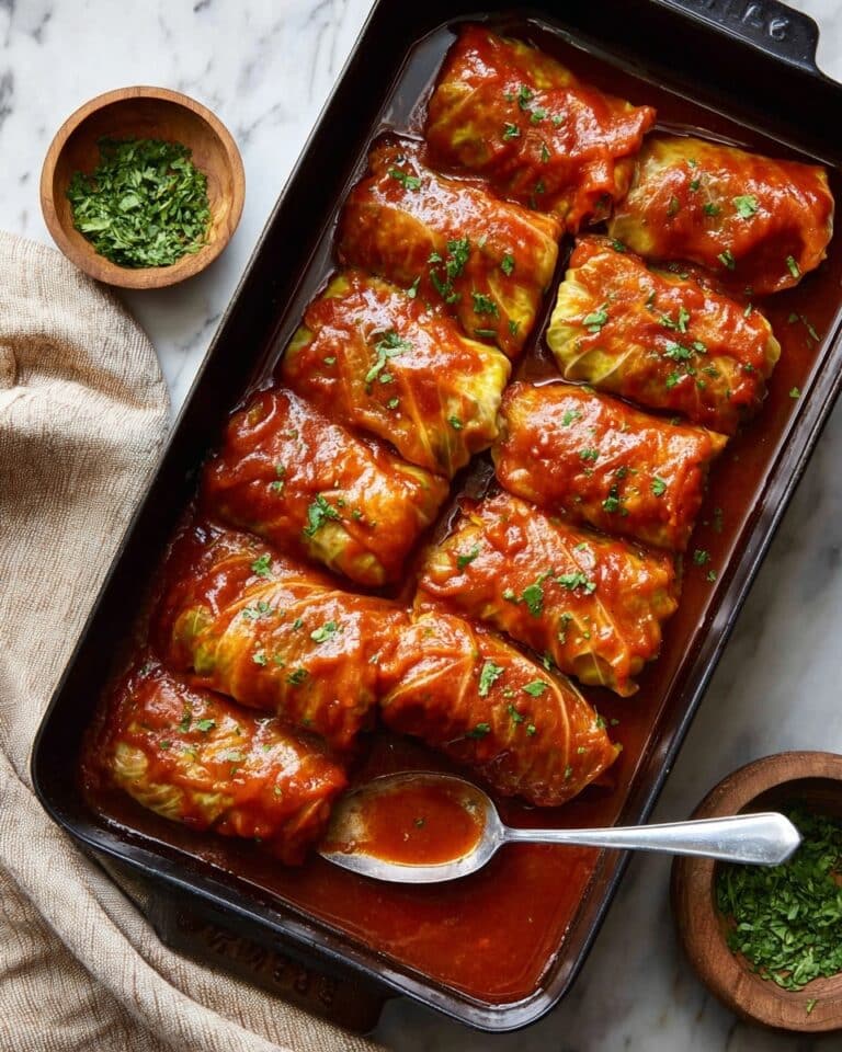 Baked Cabbage Rolls with Savory Tomato Sauce Recipe