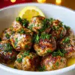 Baked Turkey Meatballs with Lemon Garlic Butter Sauce Recipe