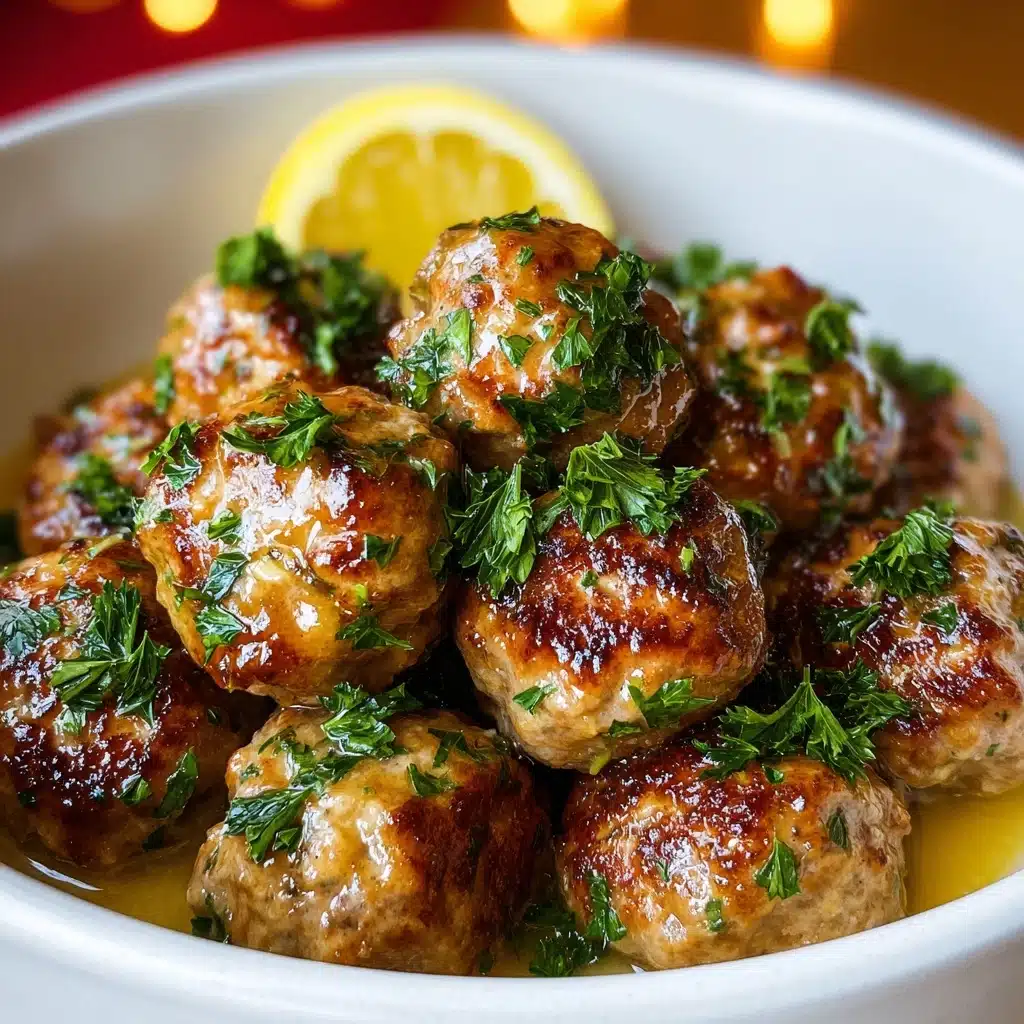 Baked Turkey Meatballs with Lemon Garlic Butter Sauce Recipe - Recipe Image