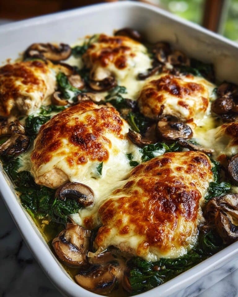 30-Minute Easy Low-Carb Chicken Spinach Mushroom Bake Recipe