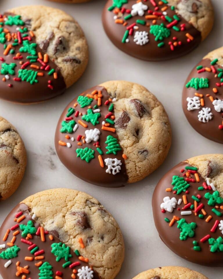 Chocolate Chip Cookies with Dipped Chocolate and Sprinkles Recipe