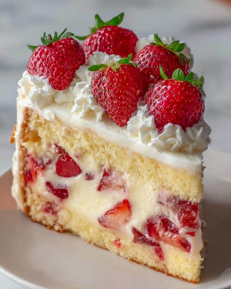 Strawberry Custard Delight Cake Recipe