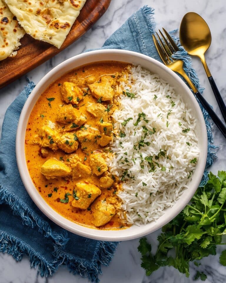 Creamy Butter Chicken with Rice and Naan Recipe
