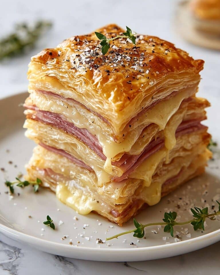 Crispy Ham & Cheese Puff Pastry Stacks Recipe