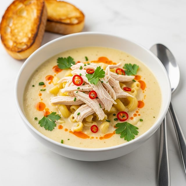 Creamy Chicken Macaroni Cheese Soup Recipe