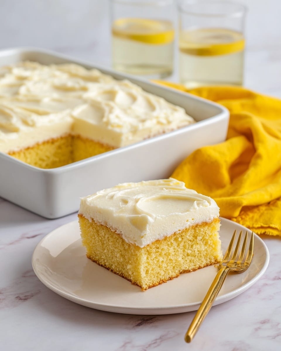 A square metal baking pan filled with smooth, pale beige batter that has a thick, creamy texture with small air bubbles on the surface. The batter is evenly spread and slightly swirled on top, showing soft peaks and gentle ridges. The pan sits on a white marbled textured surface with soft natural light that highlights the batter’s creamy look. photo taken with an iphone --ar 4:5 --v 7