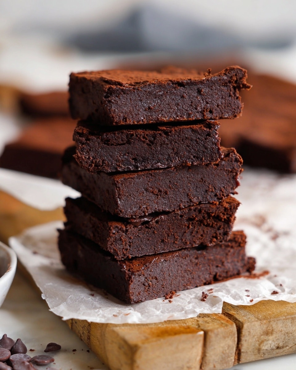 A large square of dark brown chocolate brownies is cut into nine smaller squares, resting on white parchment paper with a few scattered milk chocolate chips around the edges. The top layer of the brownies has a slightly cracked and baked texture, showing a dense and fudgy interior just beneath. The edges appear a bit thicker and rugged, while the center looks smooth with a firm but soft look. The setup is on a white marbled surface. photo taken with an iphone --ar 4:5 --v 7
