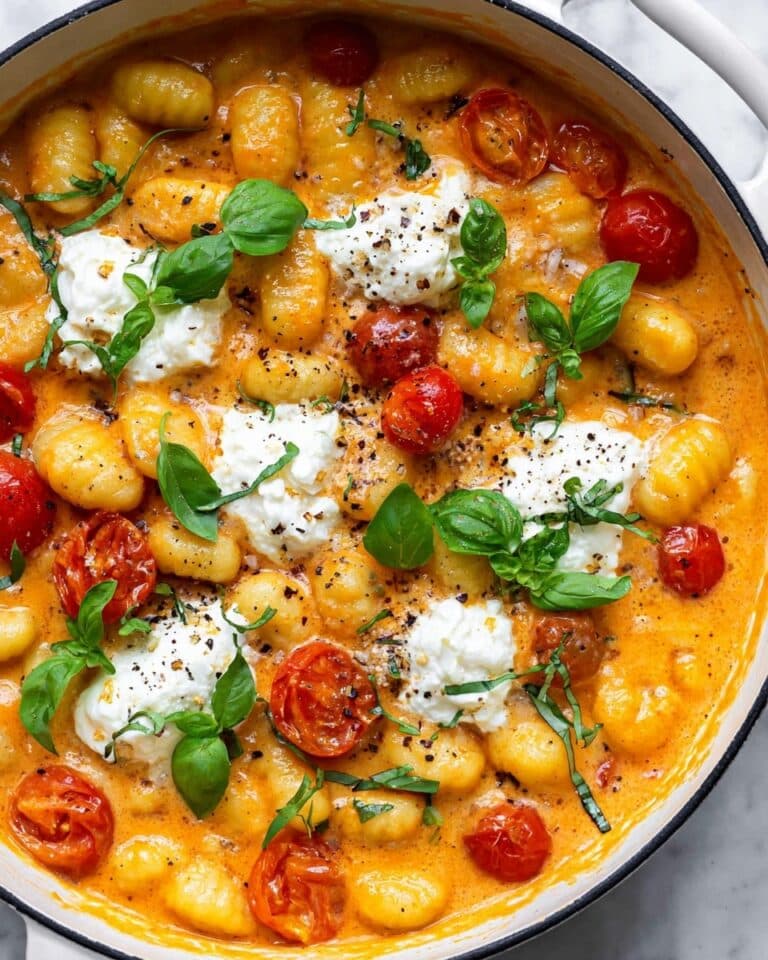 30 Minute Creamy Tomato Gnocchi with Burrata Recipe
