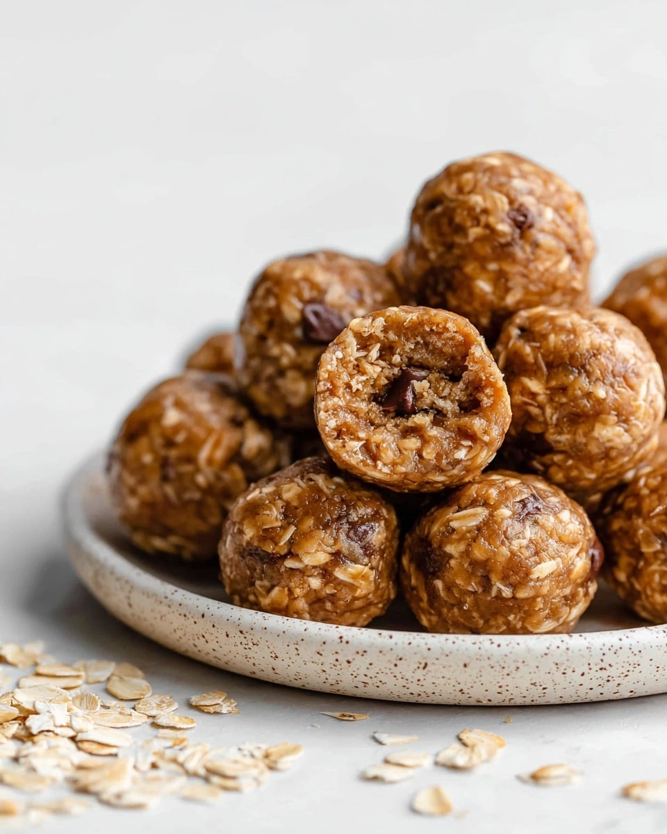 A clear glass bowl with five distinct ingredients placed side by side, each forming a separate section within the bowl: a creamy light brown peanut butter with smooth swirls in the front, a glossy golden honey next to it on the left, a cluster of light beige oats above the honey, a pile of small dark brown chocolate chips to the right of the oats, and a mound of fine light brown cocoa powder filling the rest of the bowl to the right side. The bowl sits on a white marbled surface. photo taken with an iphone --ar 4:5 --v 7
