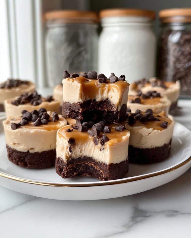 Triple Layer Healthy Brownie Peanut Butter Cheesecakes Recipe